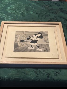 Disney Vintage 1994 Walt Disney Treasures Steamboat Willie Framed Serigraph COA